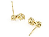 Round White Lab-Grown Diamond H SI 14K Yellow Gold Over Sterling Silver Dangle Earrings 0.85ctw