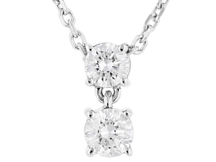 Round White Lab-Grown Diamond H SI Rhodium Over Sterling Silver Dangle Pendant With Chain 0.50ctw