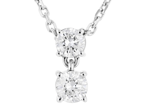 Round White Lab-Grown Diamond H SI Rhodium Over Sterling Silver Dangle Pendant With Chain 0.50ctw