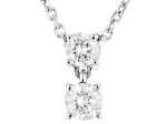 Round White Lab-Grown Diamond H SI Rhodium Over Sterling Silver Dangle Pendant With Chain 0.50ctw