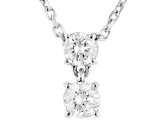 Round White Lab-Grown Diamond H SI Rhodium Over Sterling Silver Dangle Pendant With Chain 0.50ctw