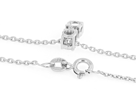 Round White Lab-Grown Diamond H SI Rhodium Over Sterling Silver Dangle Pendant With Chain 0.50ctw