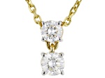 Round Lab-Grown Diamond H SI 14K yellow Gold Over Sterling Silver Dangle Pendant With Chain 0.50ctw
