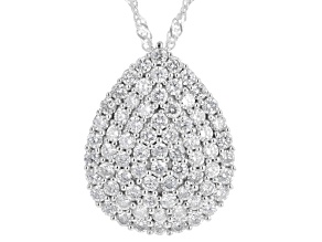 Round White Lab-Grown Diamond H SI Rhodium Over Sterling Silver Pendant With Chain 1.60ctw