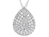 Round White Lab-Grown Diamond H SI Rhodium Over Sterling Silver Pendant With Chain 1.60ctw