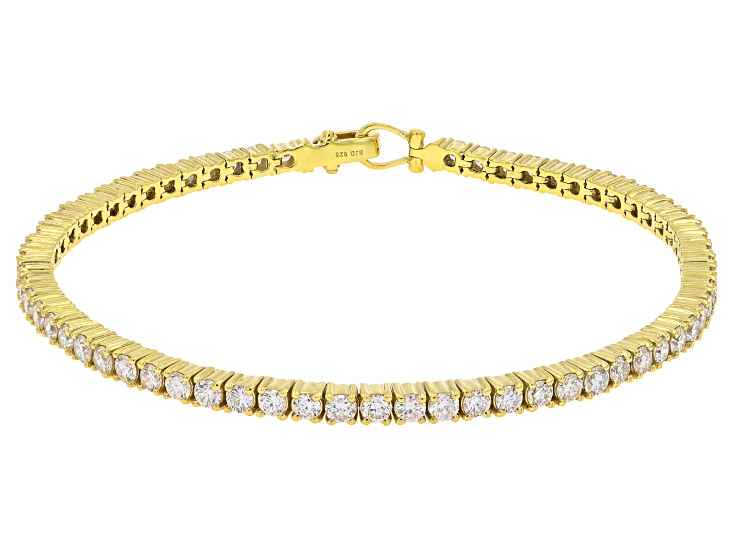Round White Lab-Grown Diamond H SI 14K Yellow Gold Over Sterling Silver Tennis Bracelet 4.45ctw