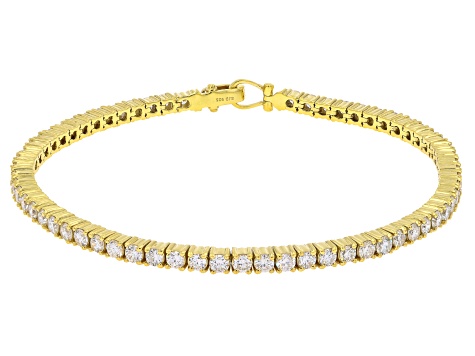 Round White Lab-Grown Diamond H SI 14K Yellow Gold Over Sterling Silver Tennis Bracelet 4.45ctw