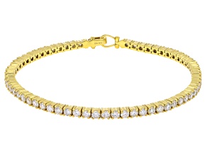 Round White Lab-Grown Diamond H SI 14K Yellow Gold Over Sterling Silver Tennis Bracelet 4.45ctw