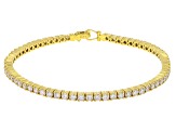 Round White Lab-Grown Diamond H SI 14K Yellow Gold Over Sterling Silver Tennis Bracelet 4.45ctw