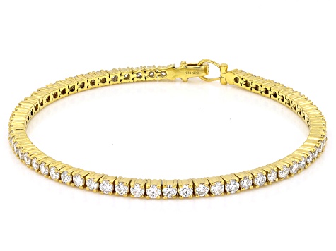 Round White Lab-Grown Diamond H SI 14K Yellow Gold Over Sterling Silver Tennis Bracelet 4.45ctw