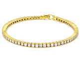 Round White Lab-Grown Diamond H SI 14K Yellow Gold Over Sterling Silver Tennis Bracelet 4.45ctw
