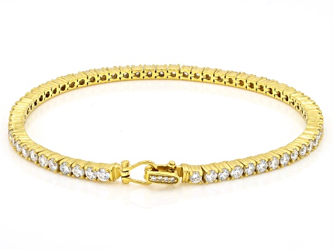 Round White Lab-Grown Diamond H SI 14K Yellow Gold Over Sterling Silver Tennis Bracelet 4.45ctw