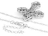 Round White Lab-Grown Diamond H SI Rhodium Over Sterling Silver Cross Pendant With Chain 1.40ctw