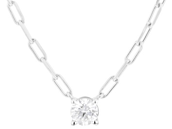 Picture of Round White Lab-Grown Diamond H SI Rhodium Over Sterling Silver Solitaire Station Necklace 0.50ct