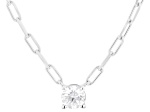 Round White Lab-Grown Diamond H SI Rhodium Over Sterling Silver Solitaire Station Necklace 0.50ct