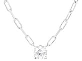 Round White Lab-Grown Diamond H SI Rhodium Over Sterling Silver Solitaire Station Necklace 0.50ct