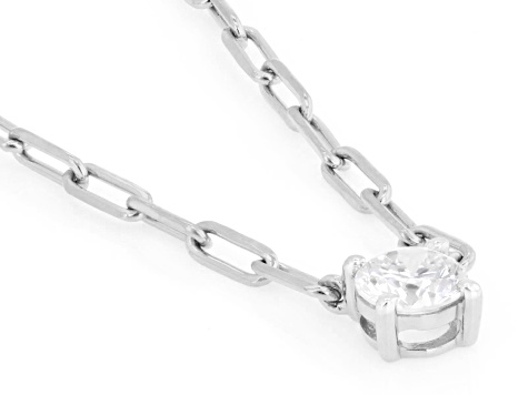 Round White Lab-Grown Diamond H SI Rhodium Over Sterling Silver Solitaire Station Necklace 0.50ct