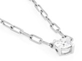 Round White Lab-Grown Diamond H SI Rhodium Over Sterling Silver Solitaire Station Necklace 0.50ct