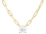 White Lab-Grown Diamond H SI 14K Yellow Gold Over Silver Solitaire Station Necklace 0.50ct