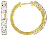 Round and Emerald Cut White Lab-Grown Diamond H SI 14K Yellow Gold Over Silver Hoop Earrings 2.75ctw