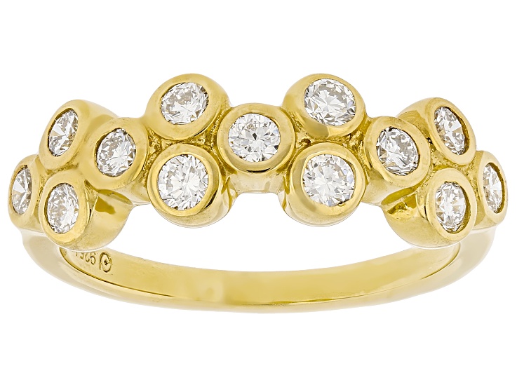 Round White Lab-Grown Diamond H SI 14K Yellow Gold Over Sterling Silver Ring 0.80ctw
