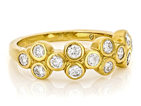Round White Lab-Grown Diamond H SI 14K Yellow Gold Over Sterling Silver Ring 0.80ctw