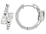 Round and Pear Shape White Lab-Grown Diamond H VS2 10K White Gold Huggie Earrings 1.50ctw