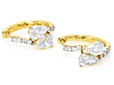 Round and Pear Shape White Lab-Grown Diamond H VS2 10K Yellow Gold Huggie Earrings 1.50ctw