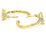 Round and Pear Shape White Lab-Grown Diamond H VS2 10K Yellow Gold Huggie Earrings 1.50ctw