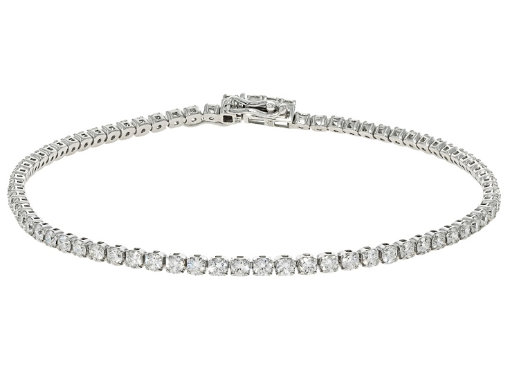 Round White Lab-Grown Diamond H VS2 10K White Gold Tennis Bracelet 3.00ctw