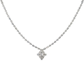 Emerald Cut, Pear Shape and Round White Lab-Grown Diamond H VS2 10K White Gold Necklace 7.50ctw