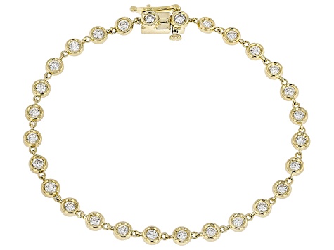 Round White Lab-Grown Diamond G-H SI 10K Yellow Gold Tennis Bracelet 1.50ctw