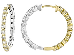 Round, Princess Cut Lab-Grown Diamond F SI 14K White & Yellow Gold Reversible Hoop Earrings 1.60ctw