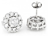 Round White Lab-Grown Diamond G-H SI 10K White Gold Halo Stud Earrings 3.00ctw
