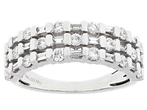 Round and Baguette White Lab-Grown Diamond F VS 14K White Gold Ring 0.75ctw