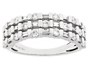 Round and Baguette White Lab-Grown Diamond F VS 14K White Gold Ring 0.75ctw