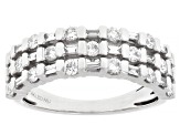 Round and Baguette White Lab-Grown Diamond F VS 14K White Gold Ring 0.75ctw
