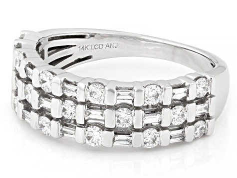 Round and Baguette White Lab-Grown Diamond F VS 14K White Gold Ring 0.75ctw
