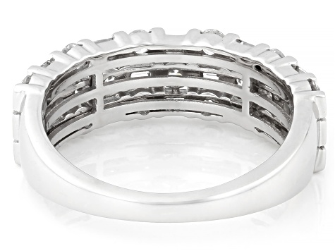 Round and Baguette White Lab-Grown Diamond F VS 14K White Gold Ring 0.75ctw