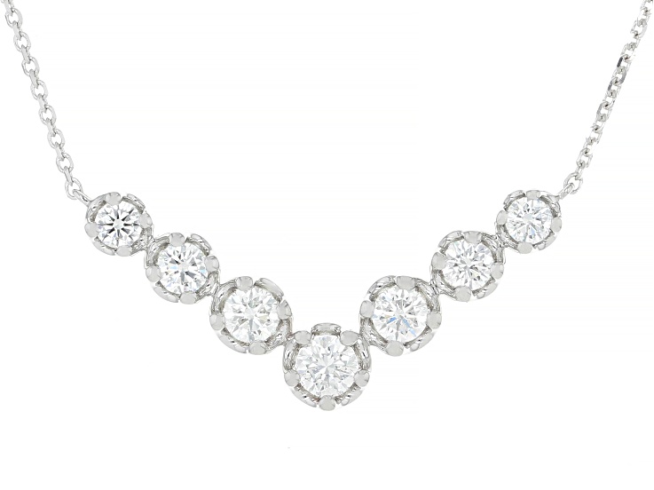Round White Lab-Grown Diamond F SI 14K White Gold Necklace 1.00ctw