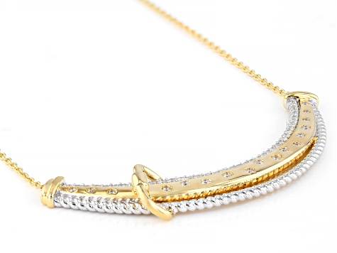 Round White Lab-Grown Diamond G-H SI 10K Yellow Gold Over Sterling Silver Necklace 0.50ctw