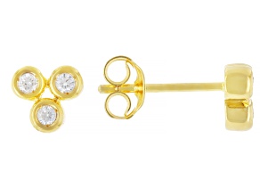Round White Lab-Grown Diamond G-H SI 14K Yellow Gold Over Sterling Silver Stud Earrings 0.10ctw