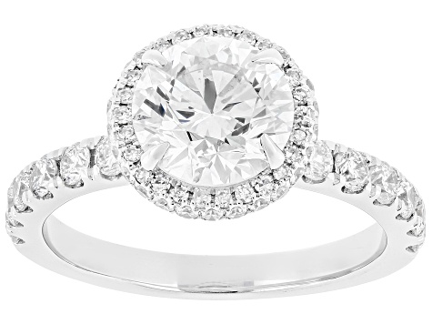 Round White Lab-Grown Diamond H SI 14K White Gold Ring 2.90ctw