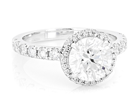 Round White Lab-Grown Diamond H SI 14K White Gold Ring 2.90ctw