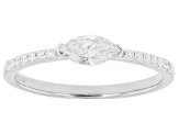 Marquise and Round White Lab-Grown Diamond H SI Rhodium Over Sterling Silver Ring 0.40ctw