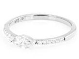 Marquise and Round White Lab-Grown Diamond H SI Rhodium Over Sterling Silver Ring 0.40ctw