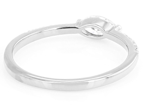 Marquise and Round White Lab-Grown Diamond H SI Rhodium Over Sterling Silver Ring 0.40ctw