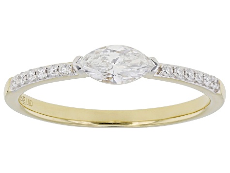 Marquise and Round White Lab-Grown Diamond H SI 14K Yellow Gold Over Sterling Silver Ring 0.40ctw