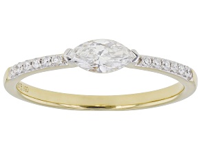 Marquise and Round White Lab-Grown Diamond H SI 14K Yellow Gold Over Sterling Silver Ring 0.40ctw