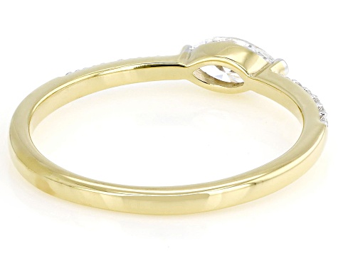 Marquise and Round White Lab-Grown Diamond H SI 14K Yellow Gold Over Sterling Silver Ring 0.40ctw